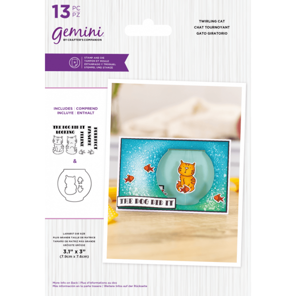 Gemini Twirling Cat Stamp & Die  -Stempel & Stanze - Katze