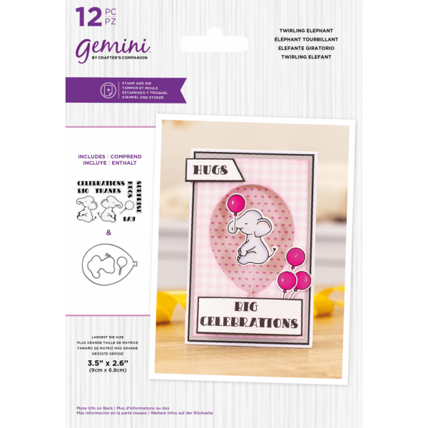 Gemini Twirling Elephant Stamp & Die  -Stempel & Stanze - Elefant