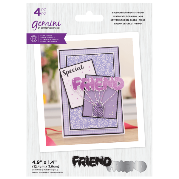 Gemini Balloon Sentiments Friend Stamp & Die  -Stempel & Stanze - Freunde