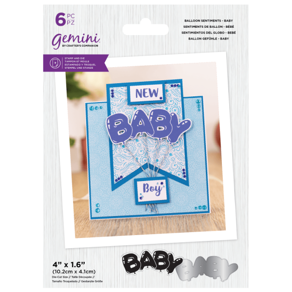 Gemini Balloon Sentiments Baby Stamp & Die  -Stempel & Stanze - 