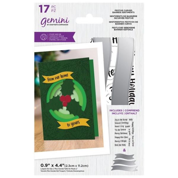 Gemini Festive Curved Banner Sentiments Stamp & Die  -Stempel & Stanze - 