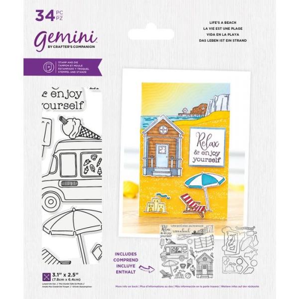 Gemini Life's A Beach Stamp & Die  -Stempel & Stanze - Strand / Eis