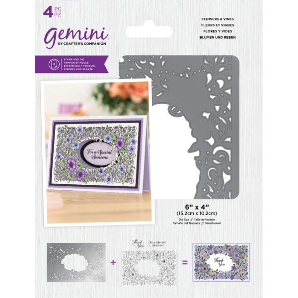 Gemini Flowers & Vines Stamp & Die  -Stempel & Stanze - Blumenrahmen