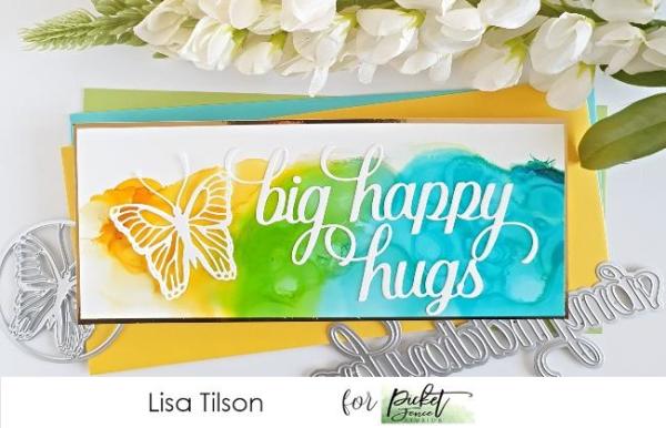 Picket Fence Studios Slim Line Big Happy Hugs Word  Die (SDCS-120)