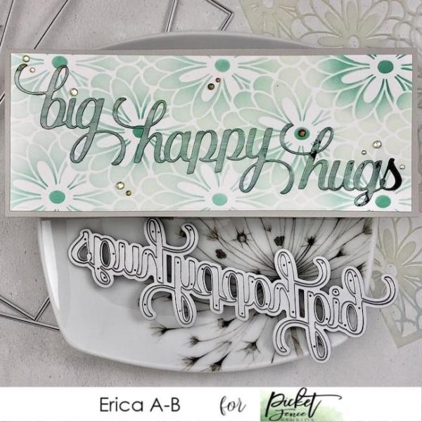 Picket Fence Studios Slim Line Big Happy Hugs Word  Die (SDCS-120)