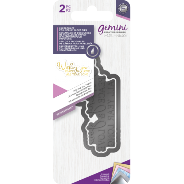 Gemini Foil Stamp ‘N’ Cut Die Elements  Wishing you Peace  -  Hotfoil & Stanze - 