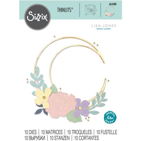 Sizzix Thinlits Craft Die - Floral crescent moon frame - Blätterkreis