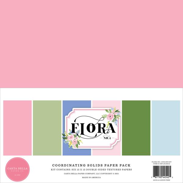 Carta Bella "Flora No.4" 12x12" Coordinating Solids Paper Pack