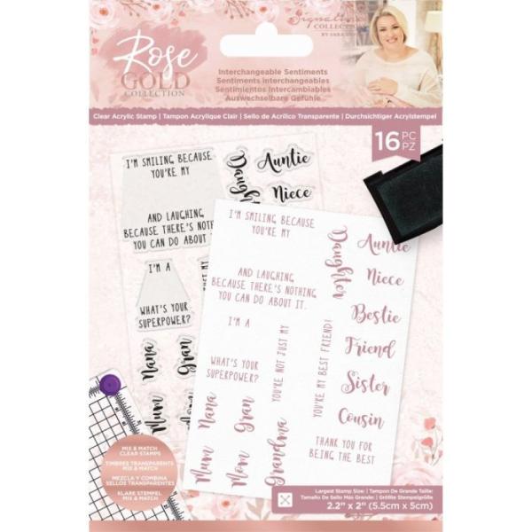 Crafters Companion - Rose Gold Interchangeable Sentiments  - Clear Stamps