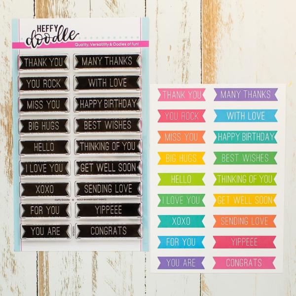 Heffy Doodle Bold Banner Sentiments   Clear Stamps - Stempel 