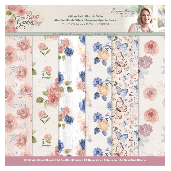 Crafters Companion - Rose Garden 6" Vellum Pad - Vellum Pad - Transparentpapier