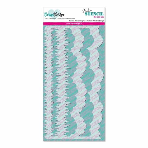 Carlijn Design Slimline Gras & Wolken   Stencil - Schablone 