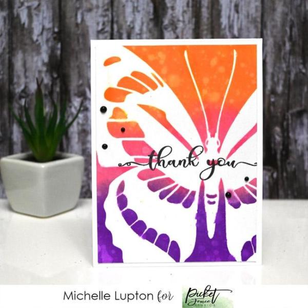 Picket Fence Studios Flutter Butterfly 6x6 Inch Stencil - Schablone