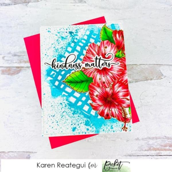 Picket Fence Studios Tropical Hibiscus Bouquet Clear Stamps 