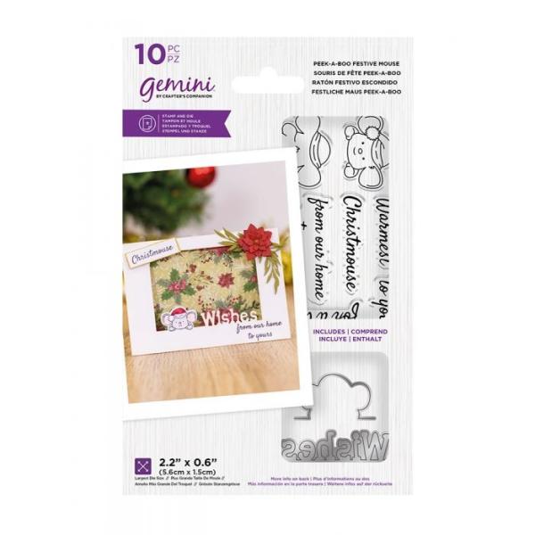 Gemini Peek-A-Boo Festive Mouse Stamp & Die  - Stempel & Stanze 