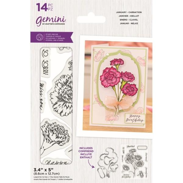 Gemini January Carnation Stamp & Die  - Stempel & Stanze 