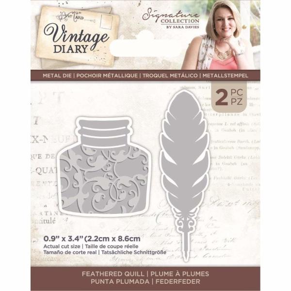 Crafters Companion - Vintage Diary Feathered Quill Dies  - Stanze