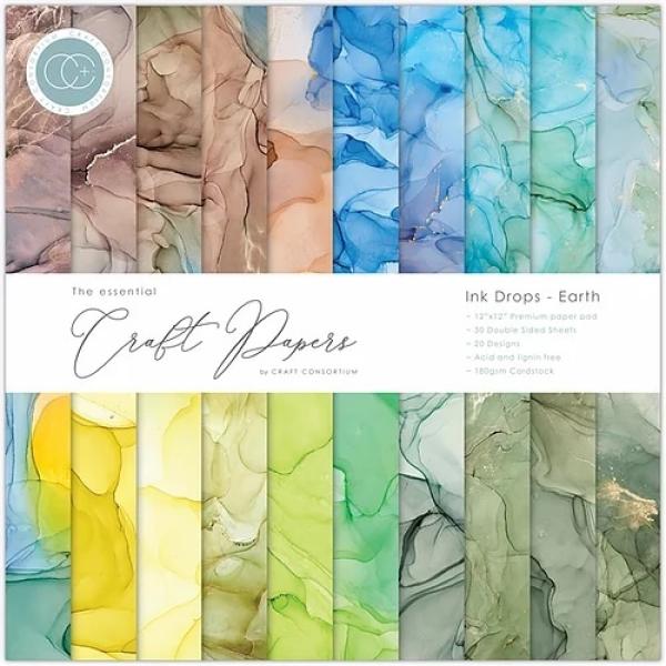 Craft Consortium Papierblock 12x12"  Essential Craft Papers - Ink Drops