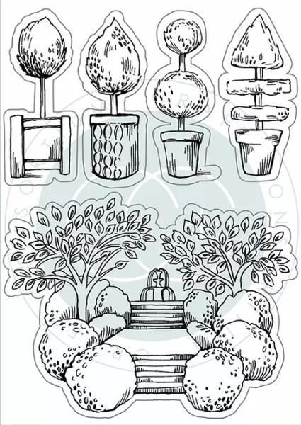 Craft Consortium Secret Garden Topiary Clear Stamps 