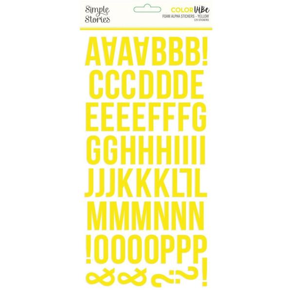 Simple Stories - Color Vibe - Yellow - Foam Alpha Stickers 