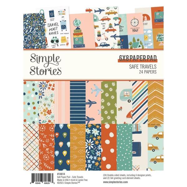 Simple Stories Safe Travels  Paper Pad - Designpapier 6x8 Inch