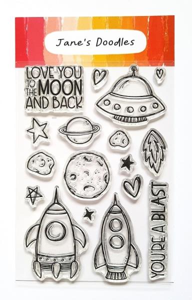 Janes Doodles "To The Moon" Clear Stamp - Stempelset