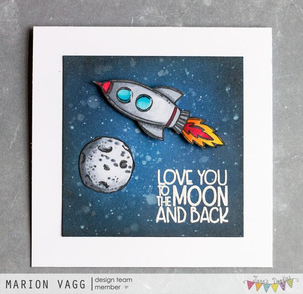 Janes Doodles "To The Moon" Clear Stamp - Stempelset