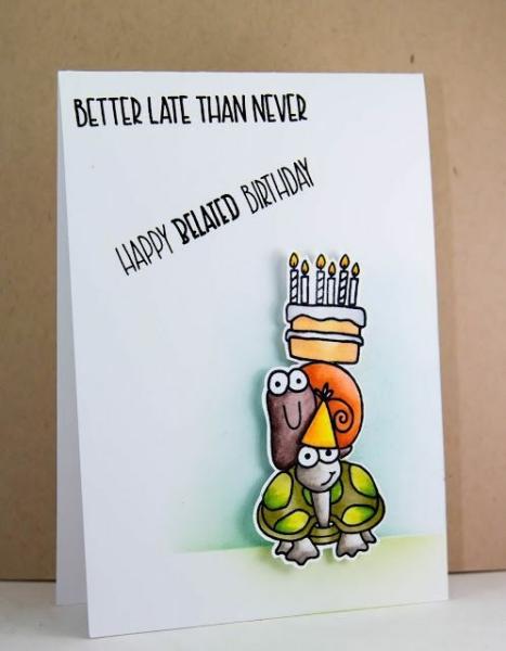 Janes Doodles " Belated Birthday" Clear Stamp - Stempelset