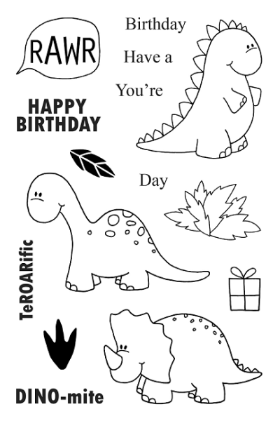 Janes Doodles " Dino-MITE" Clear Stamp - Stempelset