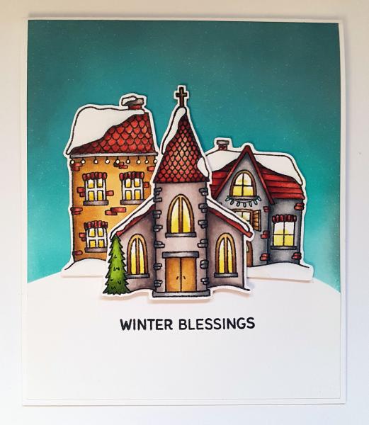 Janes Doodles " Winter Village" Clear Stamp - Stempelset