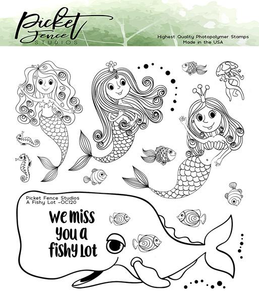 Picket Fence Studios A Fishy Lot 6x6 Inch Clear Stamps 