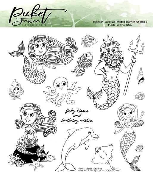 Picket Fence Studios More of a Fishy Lot 6x6 Inch Clear Stamps 