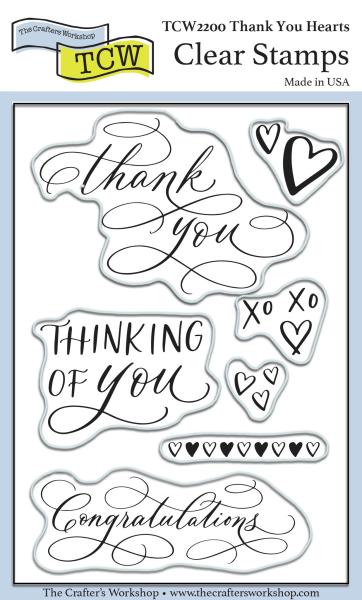 The Crafters Workshop Thank You Hearts   Clear Stamp