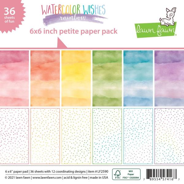 Lawn Fawn 6x6 "Watercolor Wishes Rainbow" Paper Pad