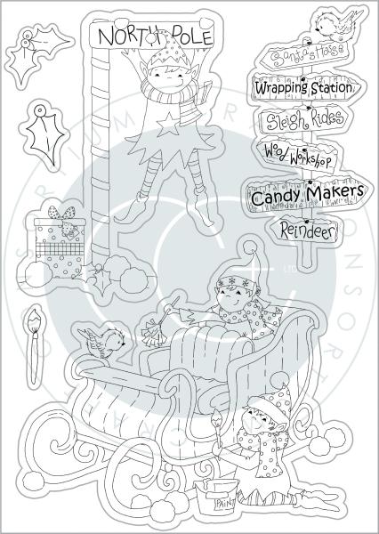 Craft Consortium Made by Elves Sleigh Clear Stamps 