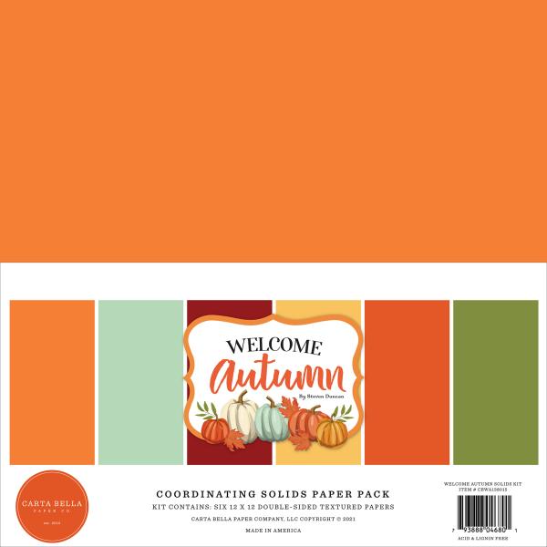 Carta Bella "Welcome Autumn" 12x12" Coordinating Solids Paper Pack