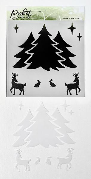 Picket Fence Studios A Winter Scene 6x6 Inch Stencil - Schablone