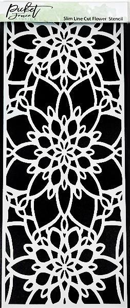 Picket Fence Studios Slim Line Cut Flower 4x10 Inch Stencil - Schablone