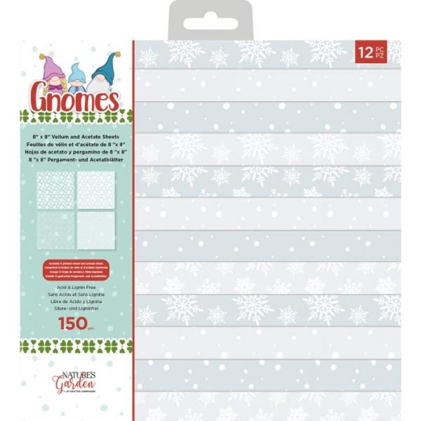 Crafters Companion -Gnomes 8x8 Inch Vellum Pad - Vellum Pad- 12" Transparentpapier