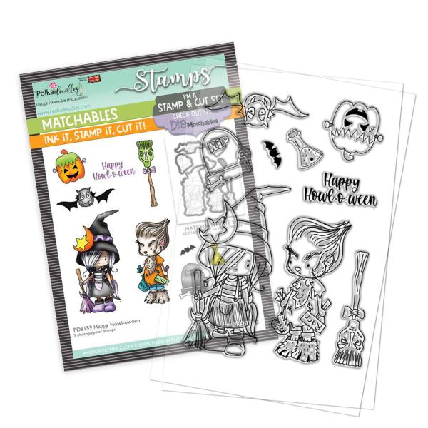 Polkadoodles Stempel "Happy Howl-oween" Clear Stamp-Set