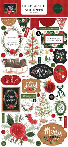 Carta Bella "Happy Christmas" Chipboard - Die Cuts