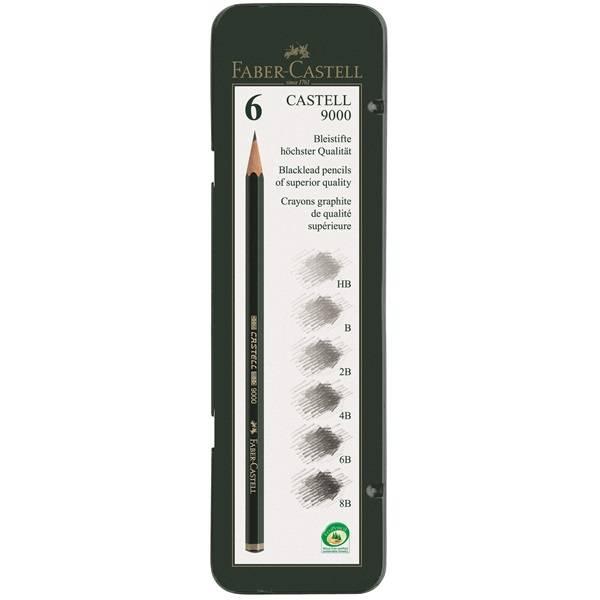 Faber Castell Graphite Pencil 9000 Tin With 6 Pieces 