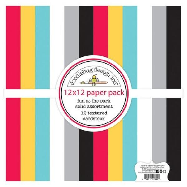 Doodlebug Design Fun at the Park 12 x 12 Inch Textured Cardstock Solid Pack 12" Paper Pack  - Designpapier 