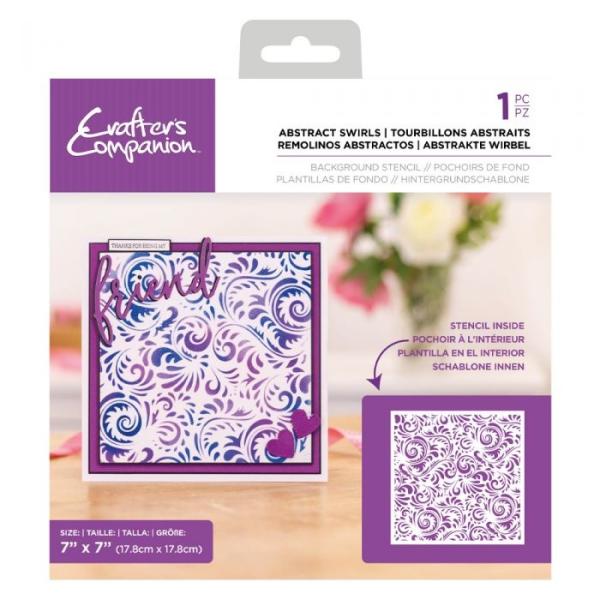 Crafters Companion -Abstract Swirls Background  - Stencil - Schablone