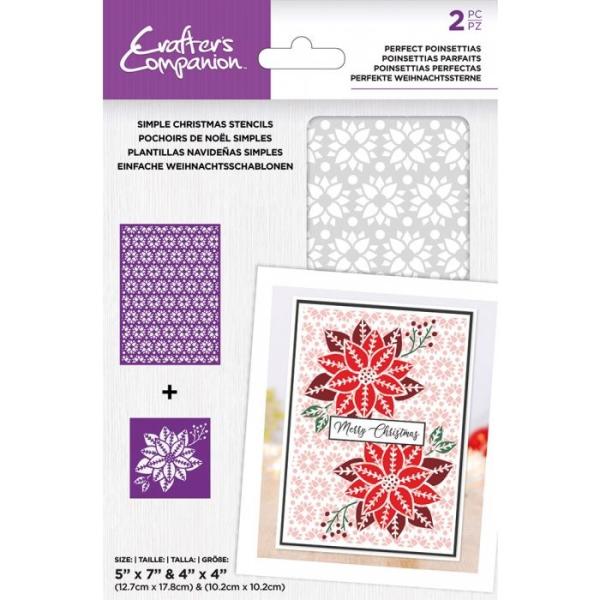 Crafters Companion -Perfect Poinsettias Simple Christmas  - Stencil - Schablone