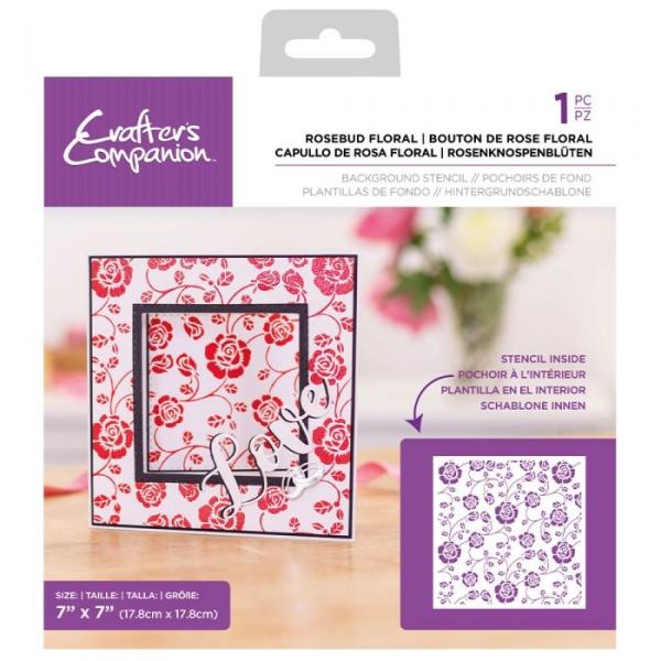 Crafters Companion -Rosebud Floral Background  - Stencil - Schablone