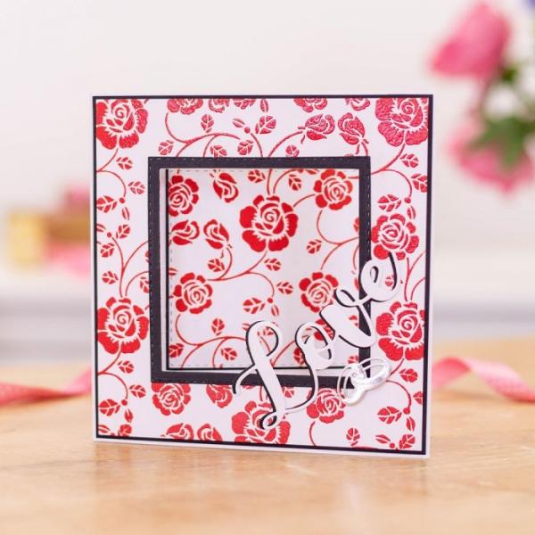 Crafters Companion -Rosebud Floral Background  - Stencil - Schablone