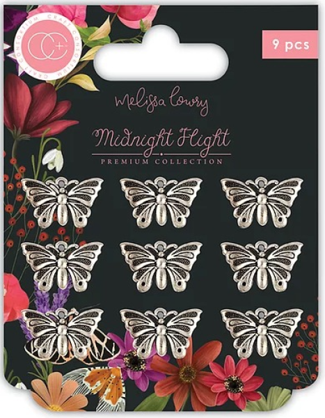 Craft Consortium Midnight Flight Metal Charms Moths  - Metall silber