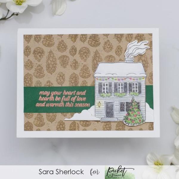 Picket Fence Studios Falling Pinecones 4x4 Inch Clear Stamps 