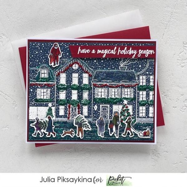 Picket Fence Studios Winter Has Come to Town 6x6 Inch Clear Stamps 
